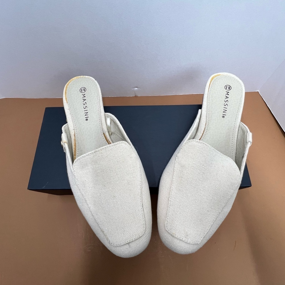 Massini Canva Cream Mules with Square Toe Design size 8.5 - Picture 3 of 9